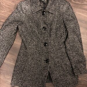 London Fog Black & White Marled Knit Jacket